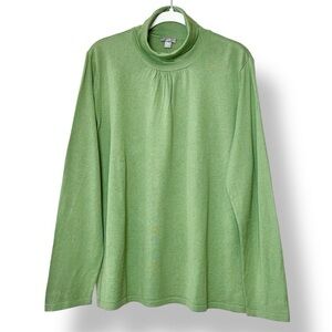 J. Jill NWT Silk Cotton Turtleneck Sweater 1X leaf Kelly green‎ lightweight top